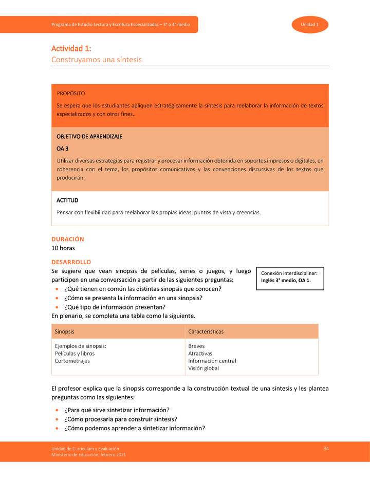 Actividad 1: Construyamos una síntesis Imagen portada