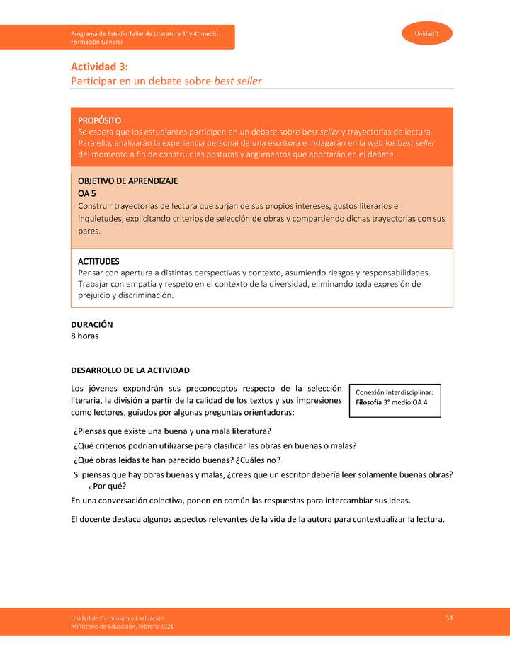 Actividad 3: Participar en un debate sobre best seller Imagen portada