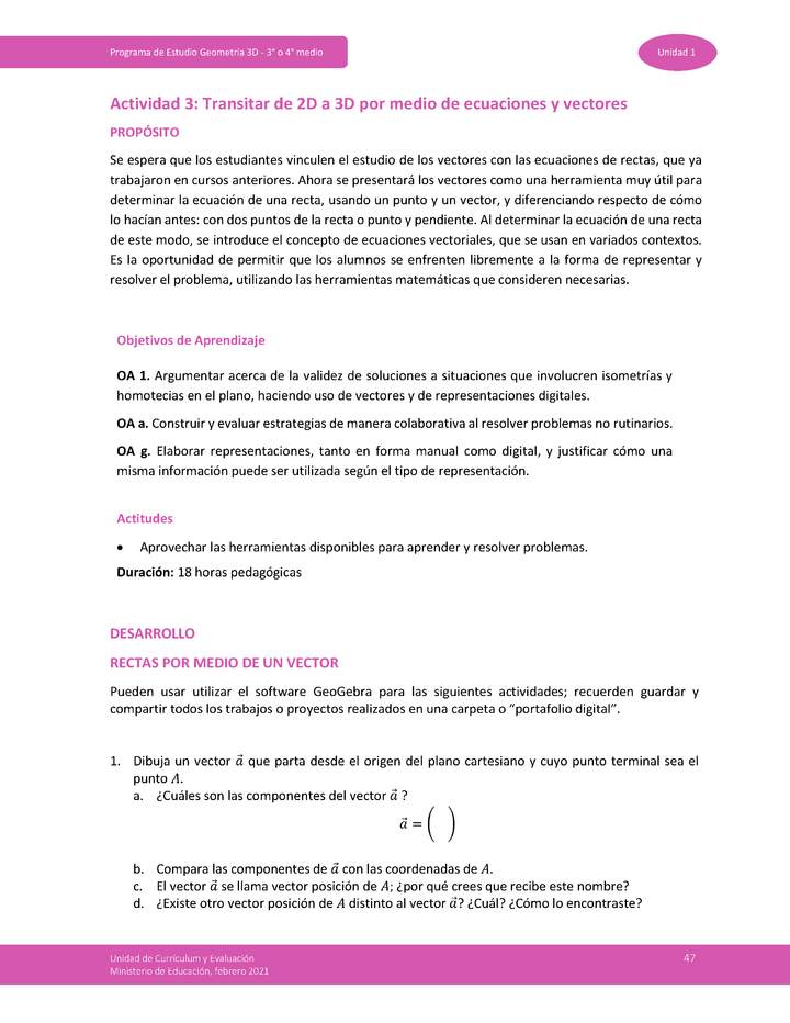 Actividad 3: Transitar de 2D a 3D por medio de ecuaciones y vectores Imagen portada