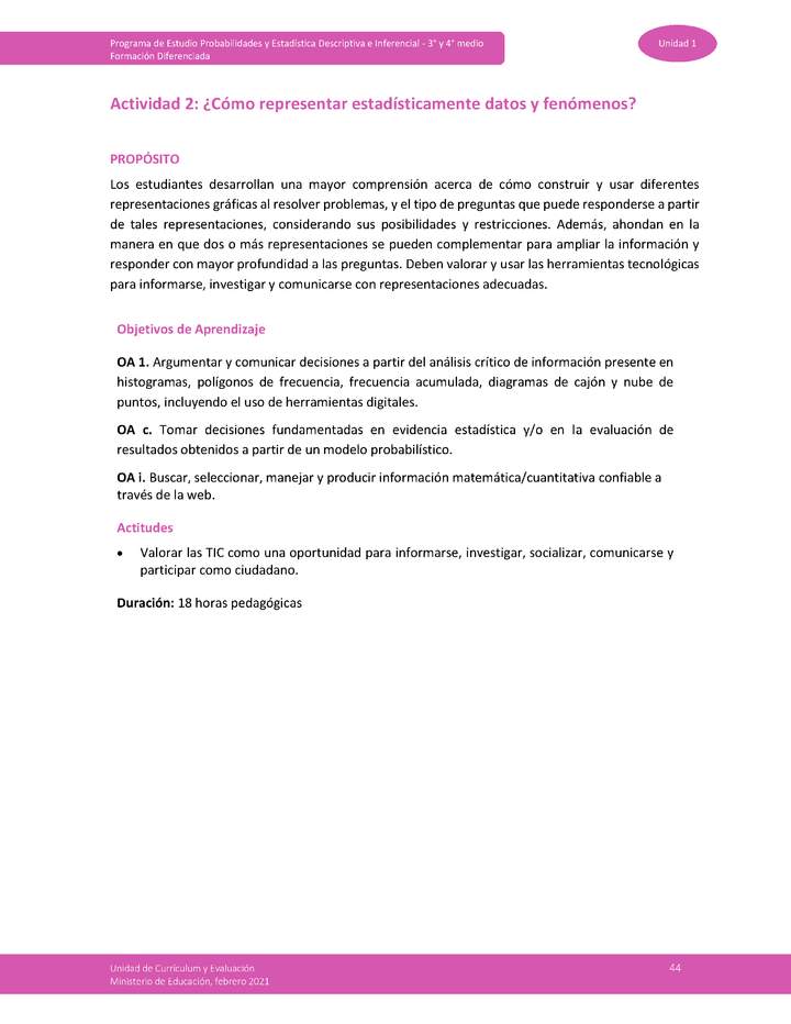 Actividad 2: ¿Cómo representar estadísticamente datos y fenómenos? Imagen portada
