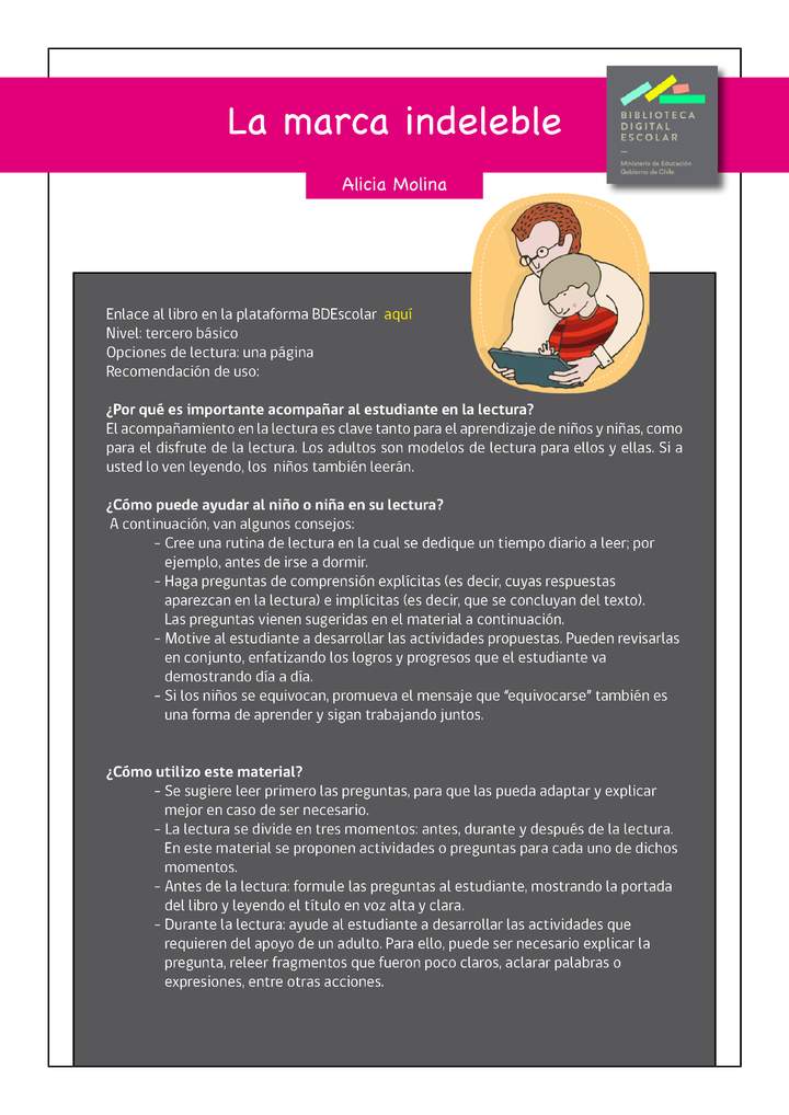 Plan lector 3° básico La marca indeleble Imagen portada
