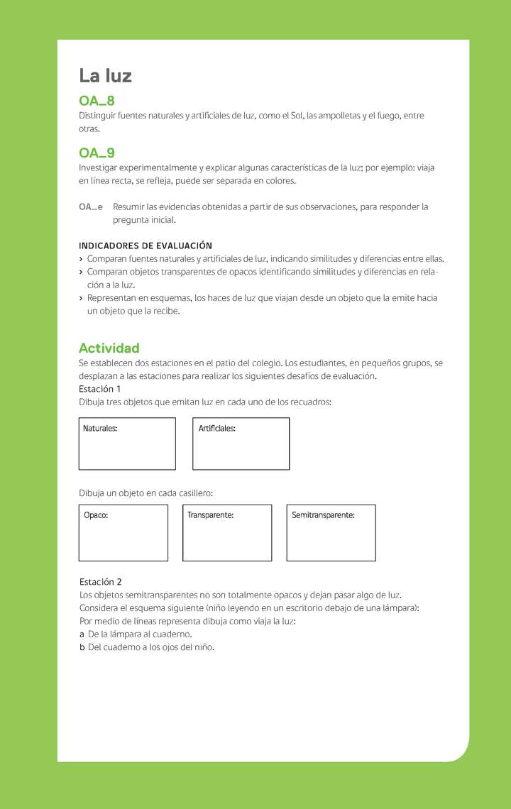 Evaluación Programa - OA08 - OA09 - La luz Imagen portada
