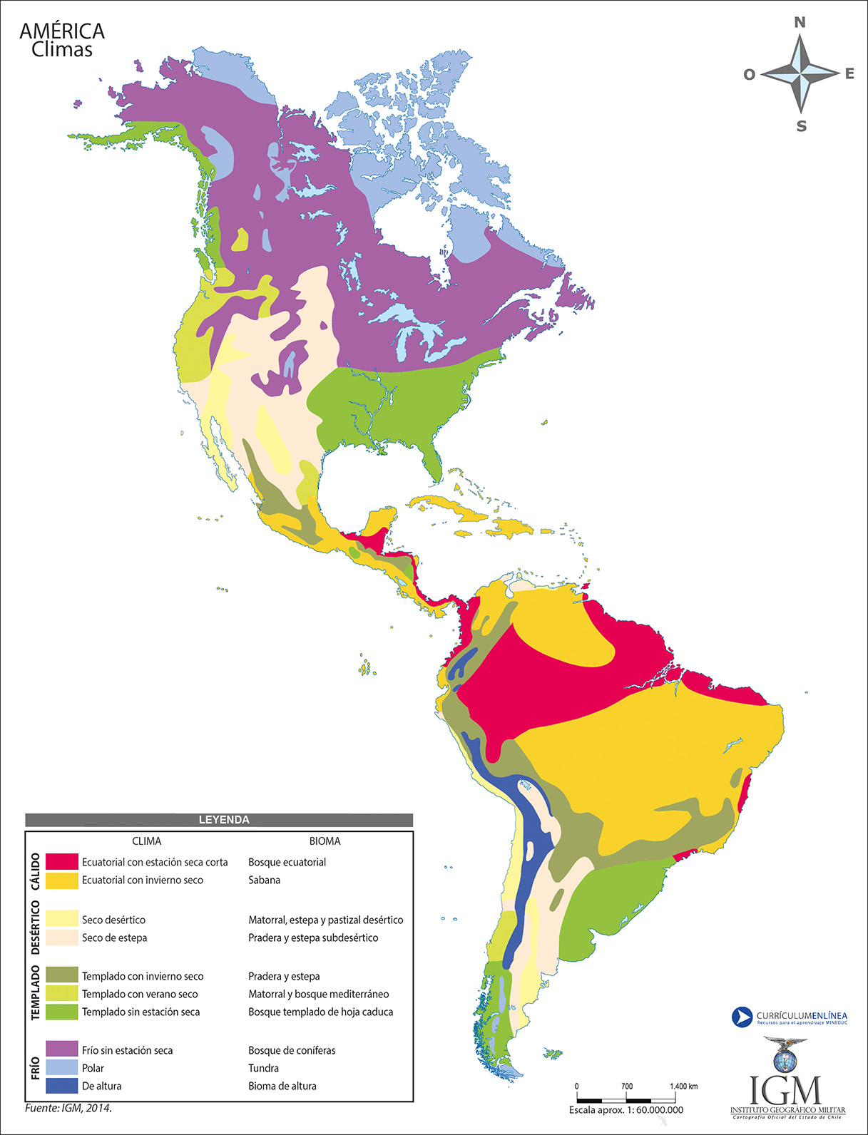 Mapa con los climas de América a color Imagen portada