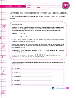 Resolviendo ecuaciones de primer grado con una incógnita Imagen portada
