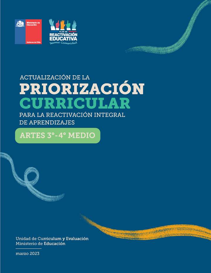 Actualización de la Priorización Curricular: Artes 3° y 4° medio Imagen portada