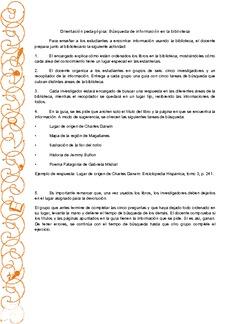 Orientación pedagógica: Búsqueda de información en la biblioteca Imagen portada